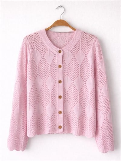 Retrobird Perforated Spring Pink Cardigan
