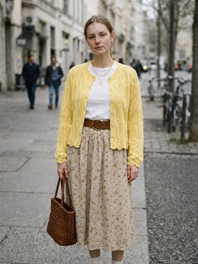 Retrobird Perforated Spring Yellow Cardigan