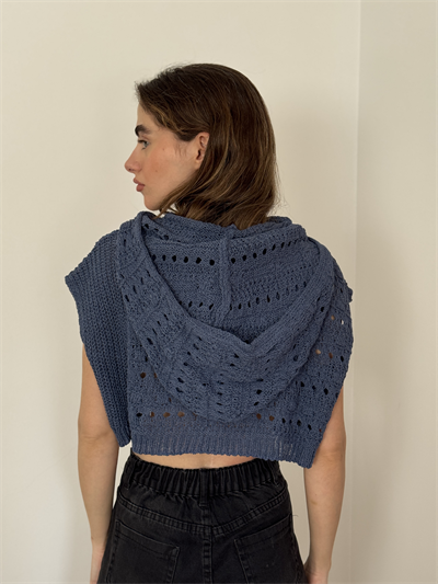 Retrobird Indigo Perforated Crop Spring Knit