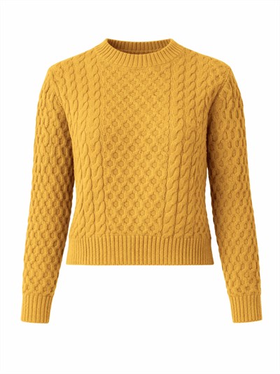 Retrobird Patterned Mustard Knit Sweater