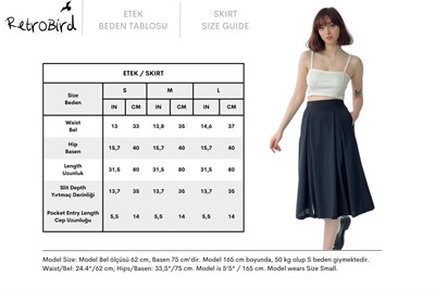 Retrobird Dokuma Astarsız Siyah Renkli Yırtmaçlı Etek