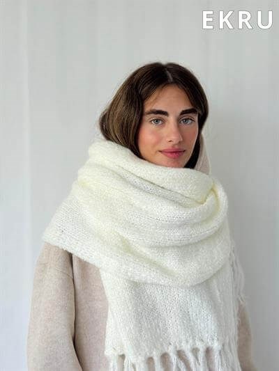 Retrobird Ekru Büyük Boy Soft Örgü Atkı