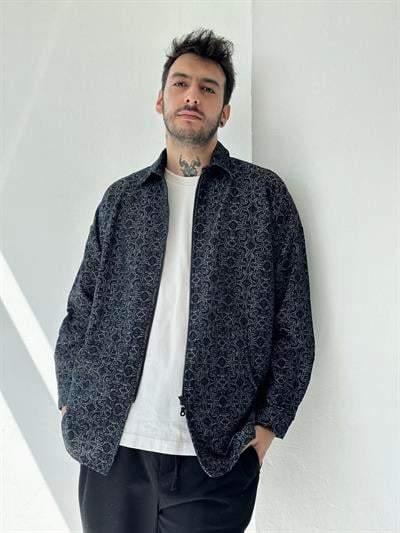 Retrobird Mens Oversize Zippered Anthracite Cardigan Jacket