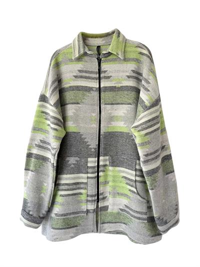 Retrobird Mens Oversize Zippered Standard Gray Cardigan Jacket