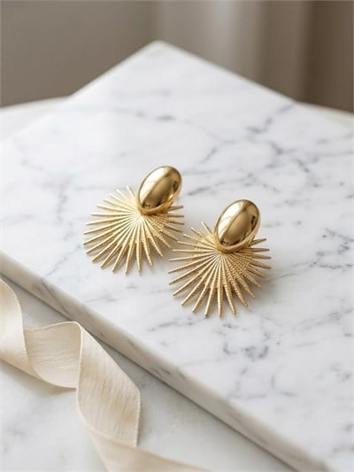 Retrobird Estelle Vintage Style Gold Renkli Tasarım Küpe