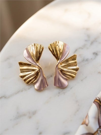 Retrobird Estelle Vintage Style Gold - Sedef Renkli Tasarım Küpe