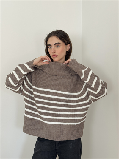 Retrobird Mink Wide Double Collar Knit Sweater