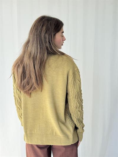 Retrobird Gold Düğmeli Ajurlu Olive Hırka