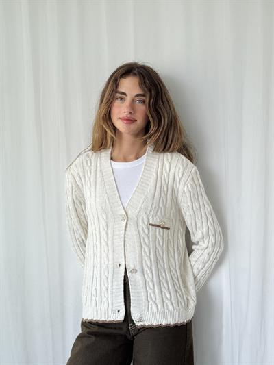 Retrobird Gold Düğmeli Krem Hırka