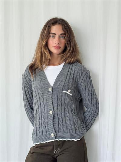 Retrobird Gold Düğmeli Gri Hırka