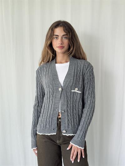 Retrobird Gold Düğmeli Gri Hırka