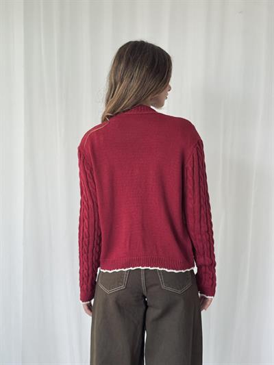 Retrobird Gold Düğmeli Bordo Hırka