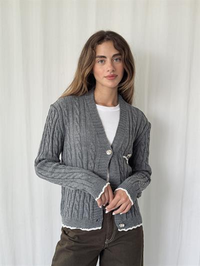 Retrobird Gold Düğmeli Gri Hırka