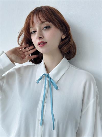 Retrobird Blue Shirt Hair Neck Accessory Ribbon