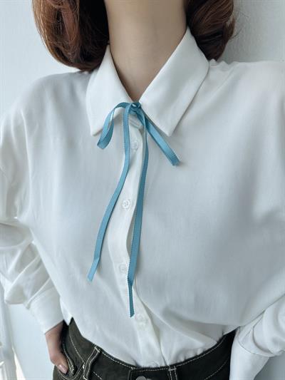 Retrobird Blue Shirt Hair Neck Accessory Ribbon