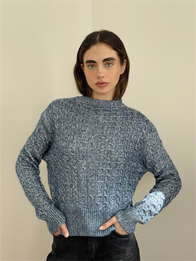 Retrobird Dark Blue Light Shiny Knit Sweater