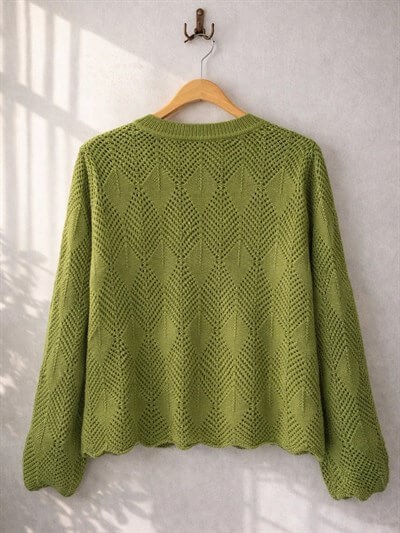 Retrobird Khaki Perforated Spring Cardigan