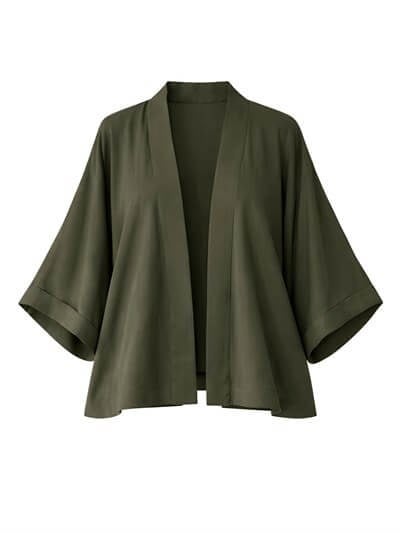 Retrobird Haki Tasarım Boho Mini Kimono