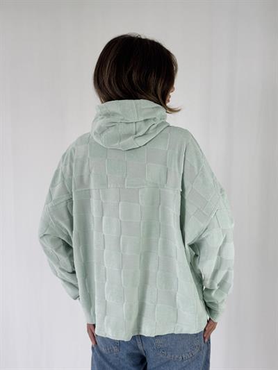 Retrobird Havlu Kabartmalı Oversize Çağla Kapüşonlu Sweatshirt