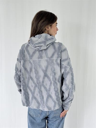 Retrobird Towel Embossed Oversize Smoke Hooded Sweatshirt