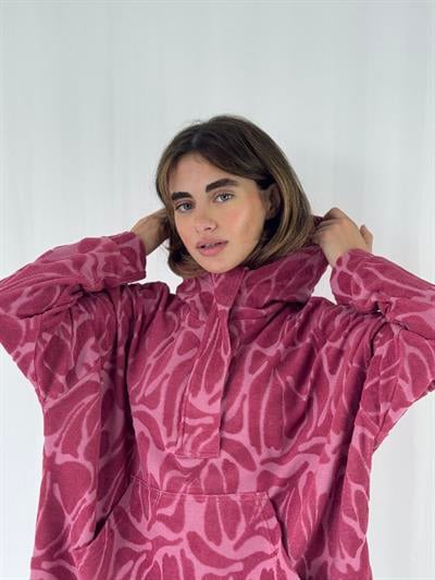 Retrobird Towel Embossed Oversize Cherry Hooded Sweatshirt