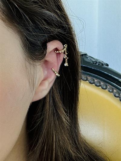 Retrobird 4-Piece Brass Earcuff Yellow Cartilage Earring Set