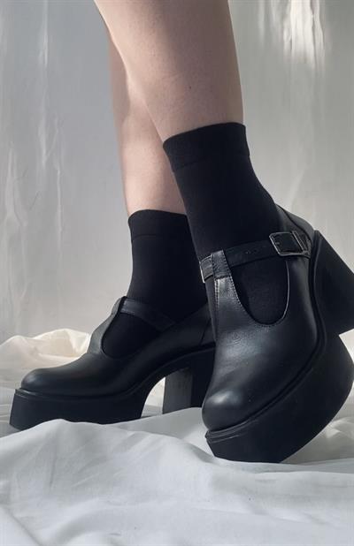 Retrobird Thin Denier Style Black Color Thin Ankle Socks