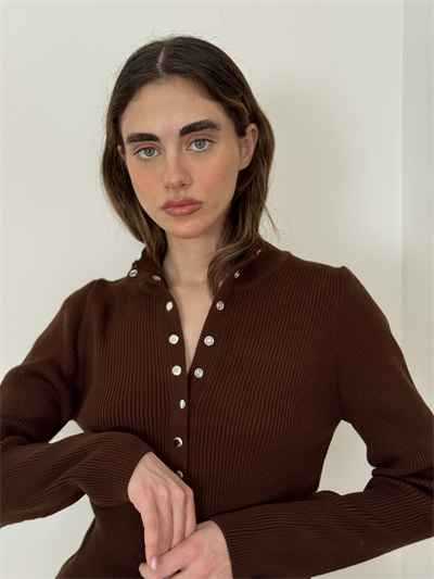 Retrobird Brown Thin Studded Knit Sweater