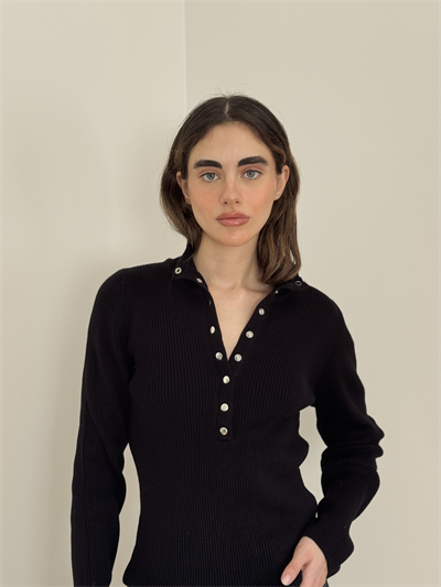 Retrobird Black Thin Studded Knit Sweater