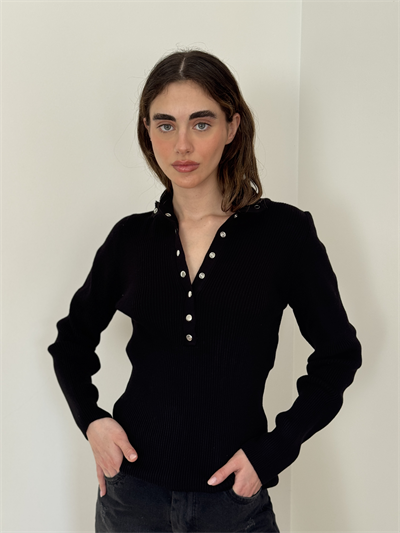 Retrobird Black Thin Studded Knit Sweater