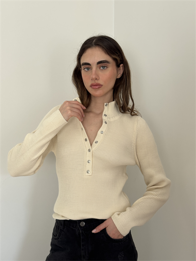 Retrobird Beige Thin Studded Knitwear Sweater