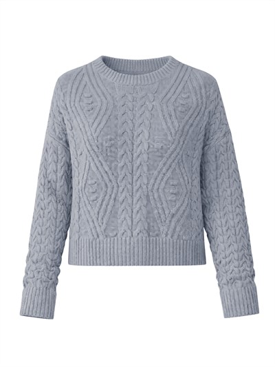 Retrobird Embossed Patterned Indigo Knitwear Sweater