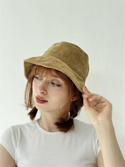 Retrobird Velvet Fabric Bucket Fisherman Model Winter Mustard Standard Size Hat