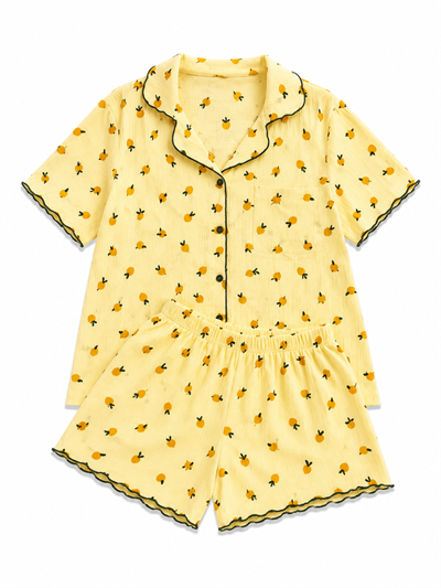 Retrobird Kadın Bürümcük Kumaş Şortlu Pijama Takımı – Yazlık Ev Giyim