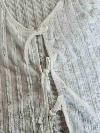 Retrobird Womens White Pajama Set with Crinkle Fabric Shorts – Summer Loungewear