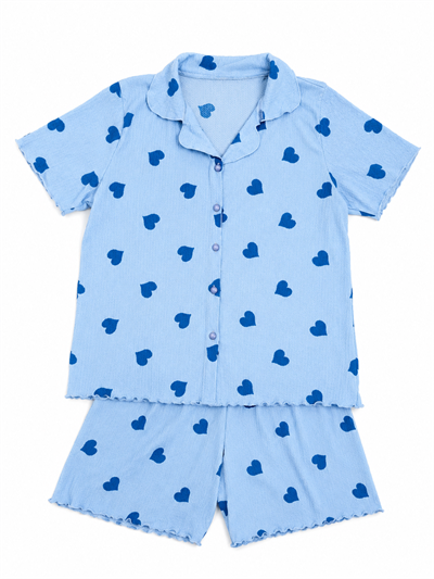 Retrobird Kadın Bürümcük Kumaş Şortlu Pijama Takımı – Yazlık Ev Giyim