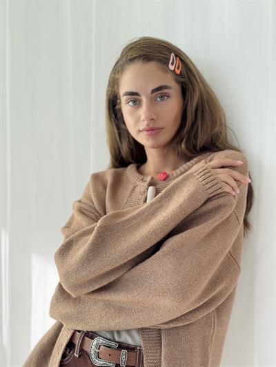 Retrobird Kalp Düğmeli Camel Simli Hırka