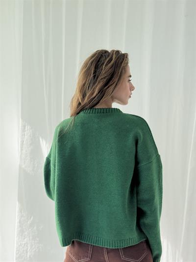 Retrobird Kalp Düğmeli Yeşil Hırka