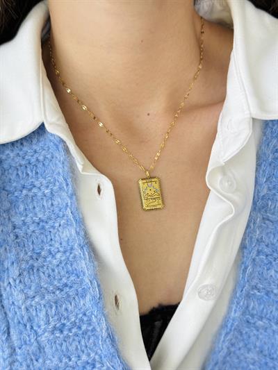 Retrobird Tarnish Resistant Steel Gold Color Tarot Zodiac Necklace