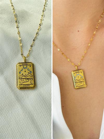 Retrobird Tarnish Resistant Steel Gold Color Tarot Zodiac Necklace