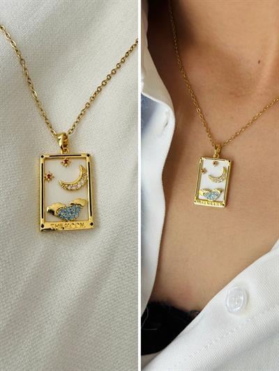 Retrobird Tarnish-Resistant Steel White Tarot Necklace