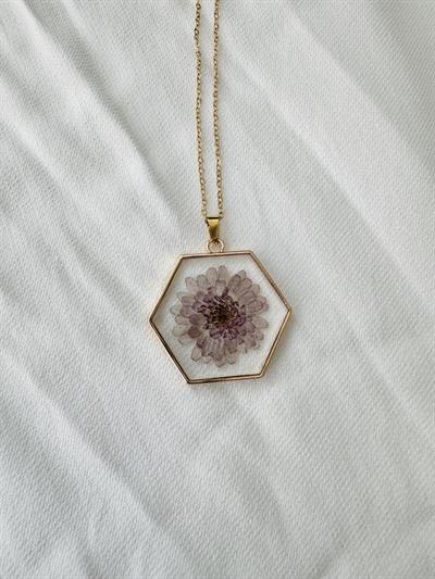 Retrobird Tarnish-Resistant Steel Real Dried Flower Themed Lilac Necklace