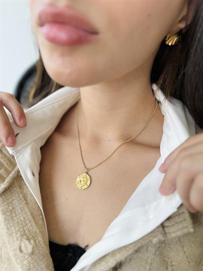 Retrobird Tarnish Resistant Steel Gold Color Tarot Zodiac Necklace