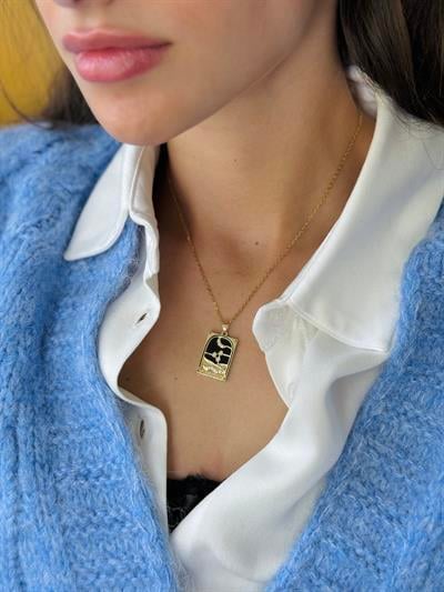 Retrobird Tarnish-Resistant Steel Black Tarot Necklace