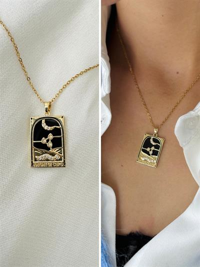 Retrobird Tarnish-Resistant Steel Black Tarot Necklace