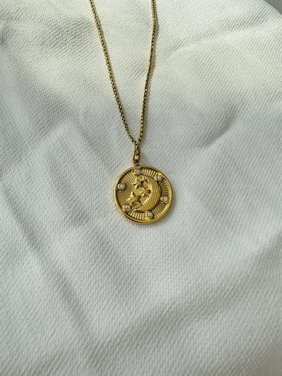 Retrobird Tarnish Resistant Steel Gold Color Tarot Zodiac Necklace