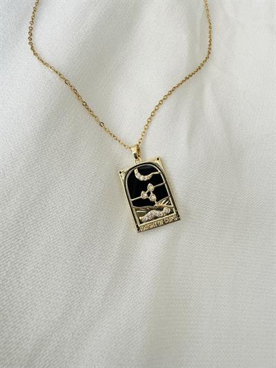 Retrobird Tarnish-Resistant Steel Black Tarot Necklace