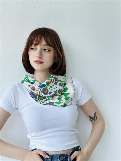 Retrobird Linen Fabric Patterned Womens Scarf