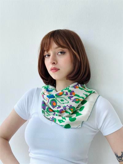 Retrobird Linen Fabric Patterned Womens Scarf