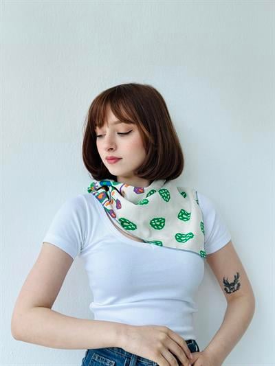 Retrobird Linen Fabric Patterned Womens Scarf